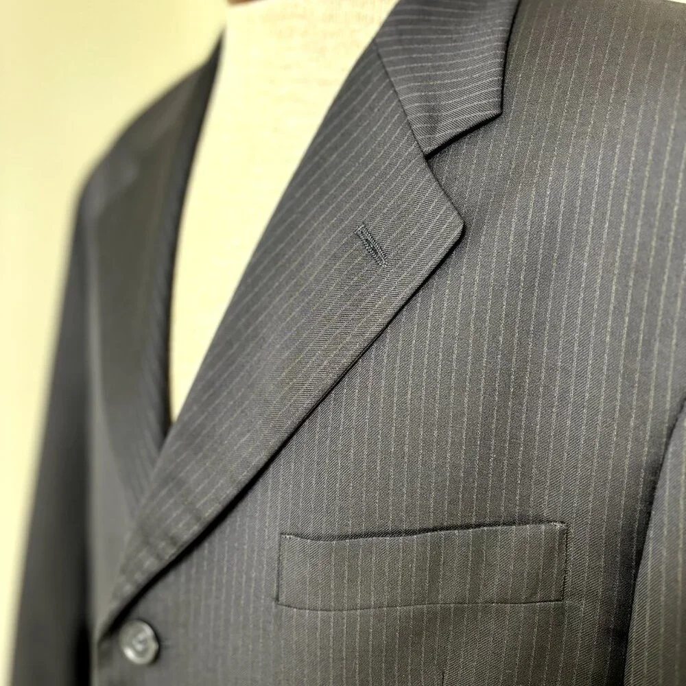 Pavone Sport Coat Lessona Superclass 120s Striped Blazer Sz 42S Wool Suit Jacket